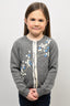 Bonpoint Grey Wool Floral Embroidered Cardigan Size 8 Kids
