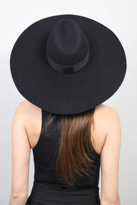 Saint Laurent Black Furfelt/Cotton Large Brim Hat