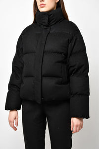Joseph Black Down Puffer Wool Zip Jacket Size 36