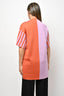 Hermes Orange/Purple Printed Silk Knit Short Sleeve Shift Dress Size 34