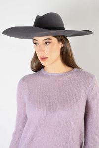 Yves Saint Laurent Grey Wide Brim Hat Size 56