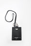 Off-White Black Leather ID Holder Lanyard