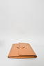 Hermes Camel Courchevel Leather Large Square Clutch With White Stitching