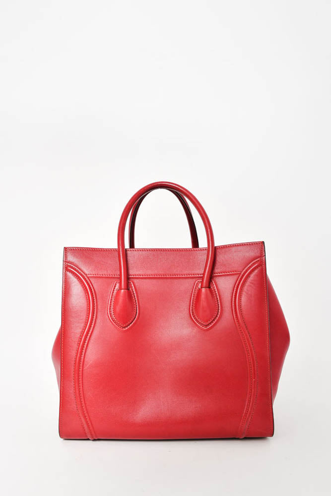 Celine Maroon Leather Phantom Luggage Tote Bag