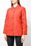 Burberry Orange Nylon Quilted Long Sleeve Button Jacket