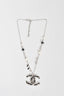 Pre-loved Chanel™ Silver/Black Crystal "CC" Necklace with Pearl Detail