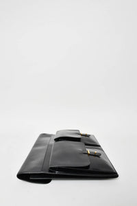 Hermes Black Box Leather Large Portfolio Document Holder w/ Back