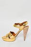 Lanvin Gold Metallic Leather Strappy Sandals Size 38