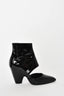 Pre-loved Chanel™ Black Leather/Patent Pointed Toe Ankle Boots Size 38