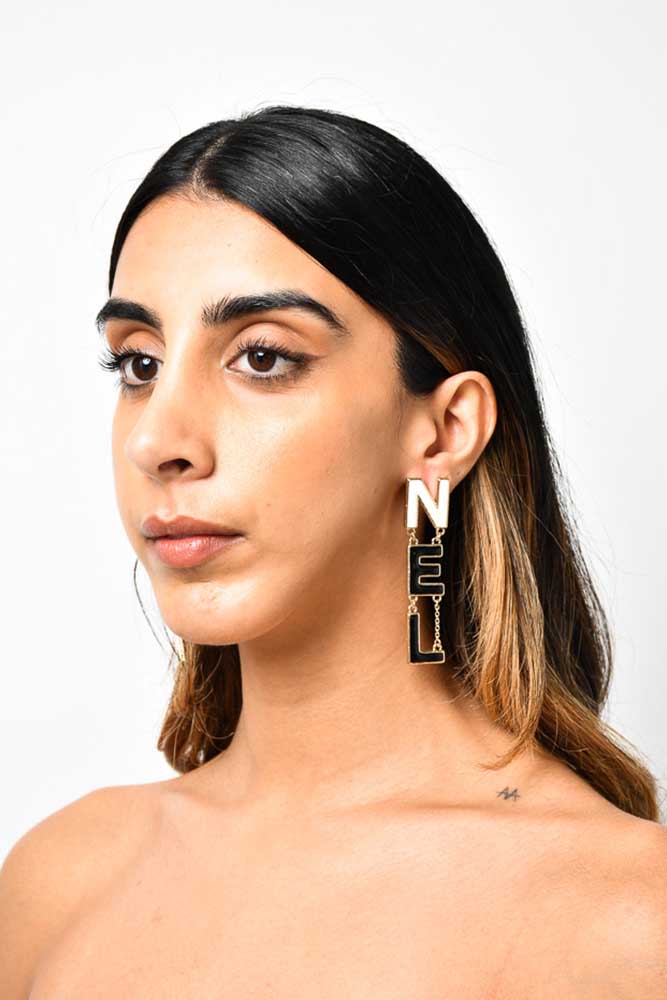 Chanel Black/White Enamel CHA-NEL Earrings 2022