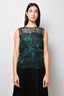 Erdem Green/Black Silk Eyelet Sheer Tank Top with Slip Size 4 US