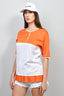Nina Ricci White/ Orange Colour Blocked T-Shirt Size L