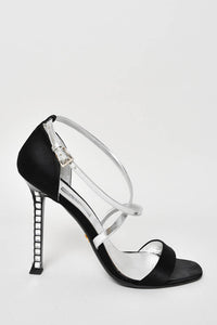 Prada Black Satin Heels with Crystal Embellished Heel Size 40