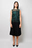 Erdem Green/Black Silk Eyelet Sheer Tank Top with Slip Size 4 US
