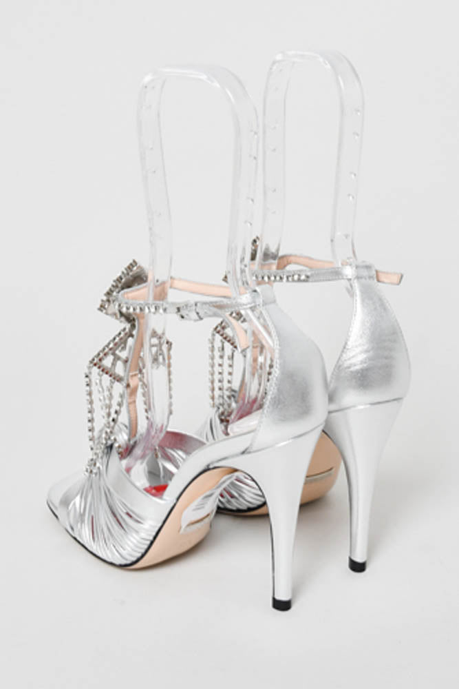 Gucci Silver Metallic Embellished Heels Size 35.5