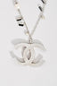 Pre-loved Chanel™ Silver/Black Crystal "CC" Necklace with Pearl Detail