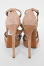 Alaia Nude Suede Platform Heels with Studded Band Size 38.5