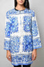 Dolce & Gabbana Blue/White Printed 3/4 Sleeve Jacket Size 44