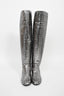 Giuseppe Zanotti Silver Metallic Croc Embossed Over The Knee Boots Size 36