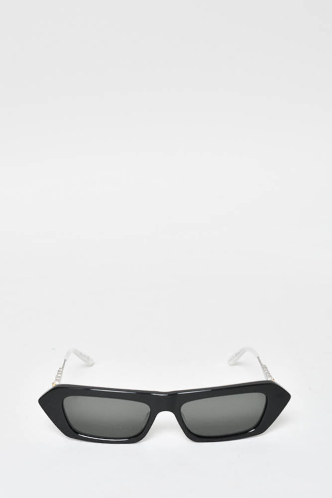 Gucci Black Acrylic Crystal Side Narrow Frame Flat Top Sunglasses