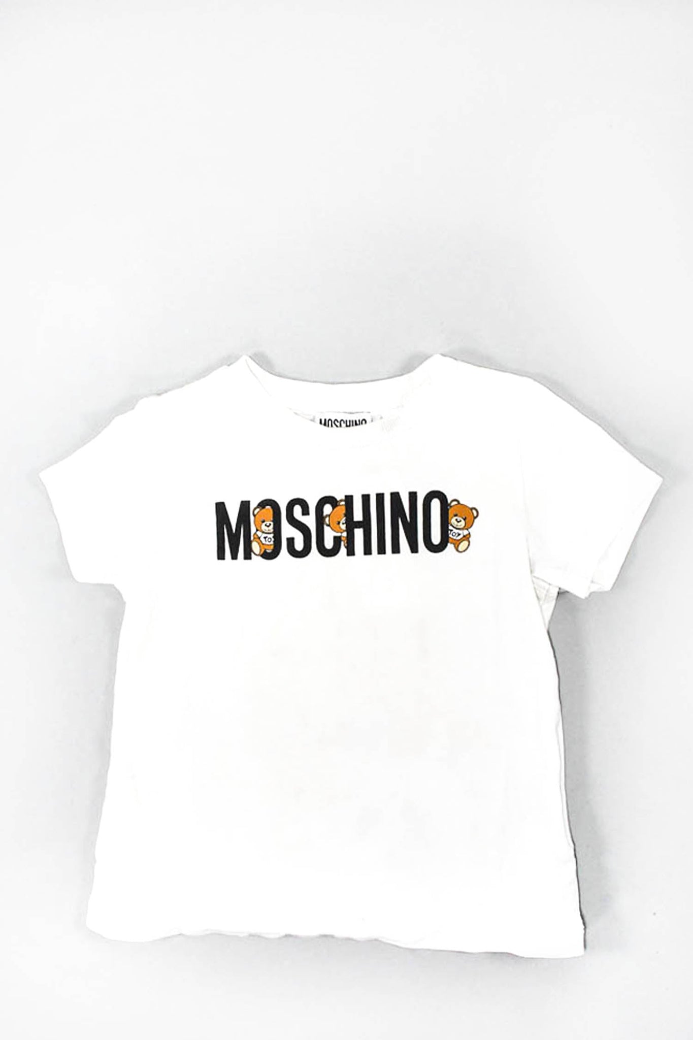 Moschino Teddy White Logo T-Shirt Size 4M Kids
