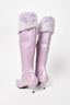 Escada Light Purple Knee High Boot with Fur Trim Size 38