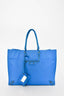 Balenciaga Blue Crinkled Leather Motocross Papier Tote
