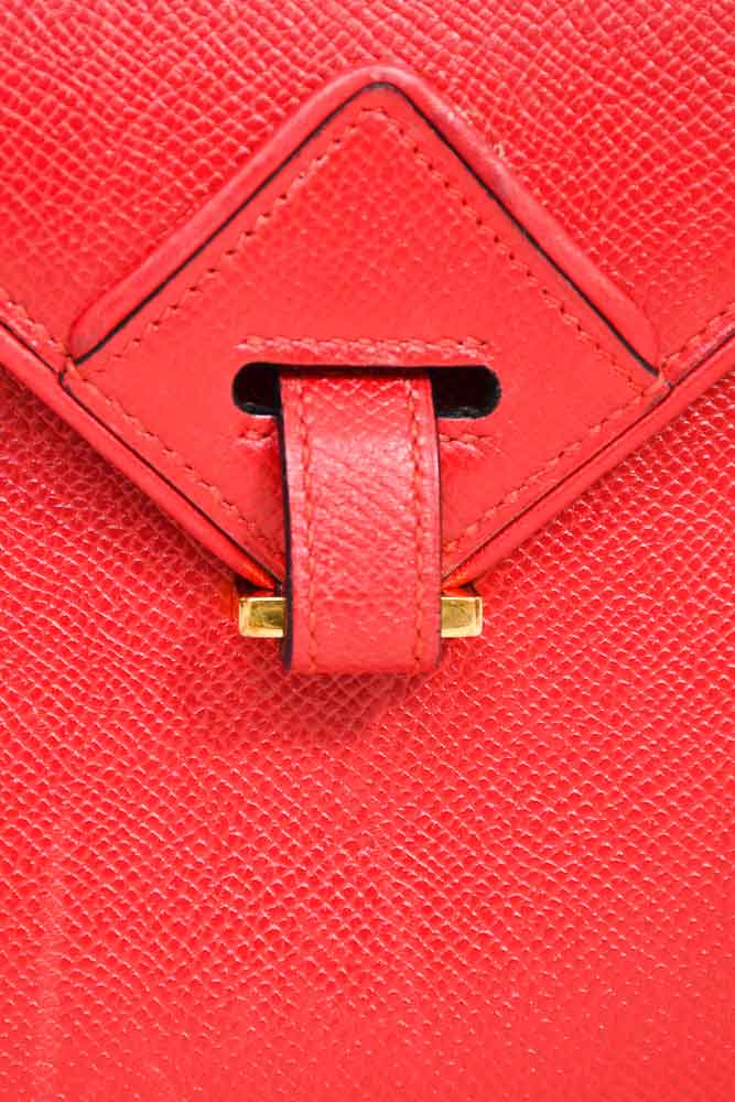 Hermes Vintage Epsom Red Leather Envelope Messenger Bag
