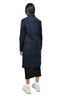 Valentino Navy Blue/Black Grid Textured Wool/Cashmere Coat Size 10