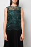 Erdem Green/Black Silk Eyelet Sheer Tank Top with Slip Size 4 US
