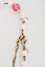 Chanel Pink/Purple Beaded/Faux Pearl/"CC" Station Choker Necklace w/ CC Chain Drop