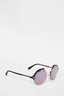 Versace Black/Silver Round Purple Lens Sunglasses