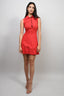 Emporio Armani Red Cotton Poplin Collared Button Up Mini Dress