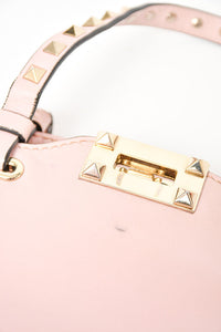 Valentino Pink Leather Roman Stud Mini Top Handle w/ 2 Straps Gold Hardware