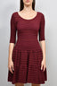 Alaïa Burgundy Crochet Knit 3/4 Sleeve Dress Size 40