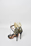 Aquazzura Black Patent Leather Strappy High Heel w/ Gold Leaf Detail Size 41