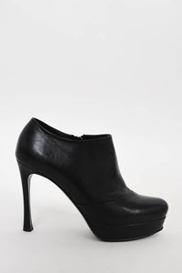 Saint Laurent Black Leather Heeled Ankle Bootie Size 37