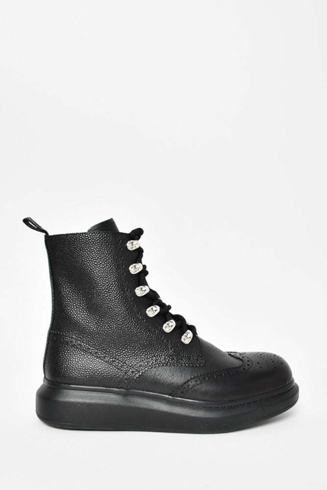 Alexander McQueen Black Lace-Up Combat Boots Size 43 Mens