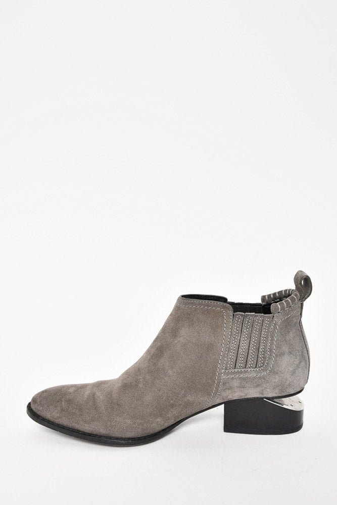 Alexander Wang Grey Suede Cut Out Ankle Boot Size 36.5