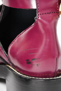 Balenciaga Purple Leather Combat Boots With Size 36.5