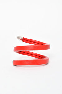 Bottega Veneta Red Leather Coiled Cuff Bracelet