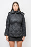 Burberry London Black Down Belted Puffer Jacket with Nova Check Interior Size S