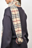 Burberry London Brown Check Lambswool PomPom End Scarf