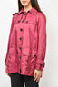 Burberry Magenta Sheen Button Up Trench Coat Size 2 US