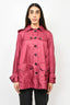 Burberry Magenta Sheen Button Up Trench Coat Size 2 US