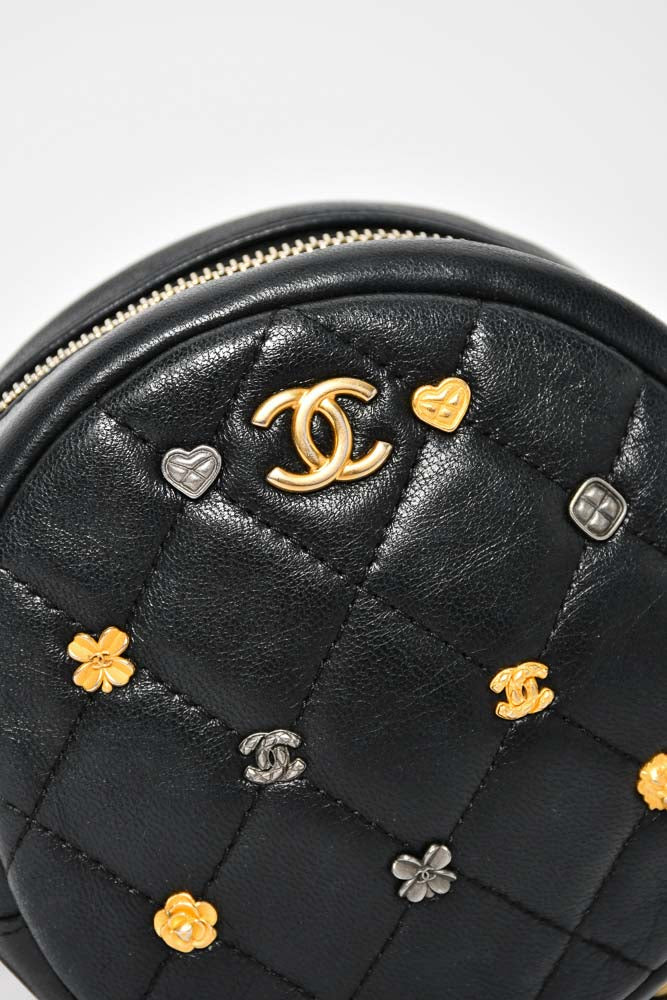 Chanel Vintage Round Tassel Crossbody Bag Quilted Satin Mini Black  eBay