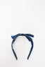 Chanel Navy Blue Bow Headband With White Contrast Stitching