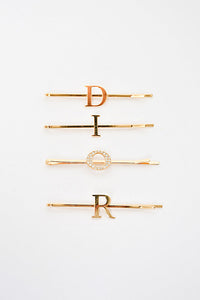 Christian Dior Gold Toned Logo Hair Pins