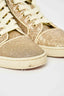 Christian Louboutin Gold Metallic Textured Lace High Top Sneaker Size 35