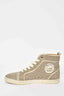 Christian Louboutin Gold Metallic Textured Lace High Top Sneaker Size 35